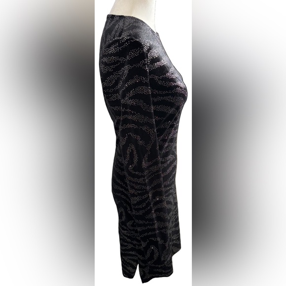 Divided H&M S Black & Silver Velour & Sparkle Long Sleeve Dress - Picture 4 of 9